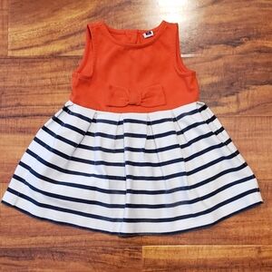 Janie and Jack GUC 12-18 months orange/navy/white striped ponte dress